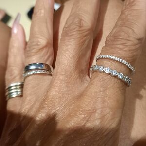 GENUINE LUSTRO STELLA WEDDING ANNIVERSARY CZ BAND RINGS BUNDLE LOT OF 2